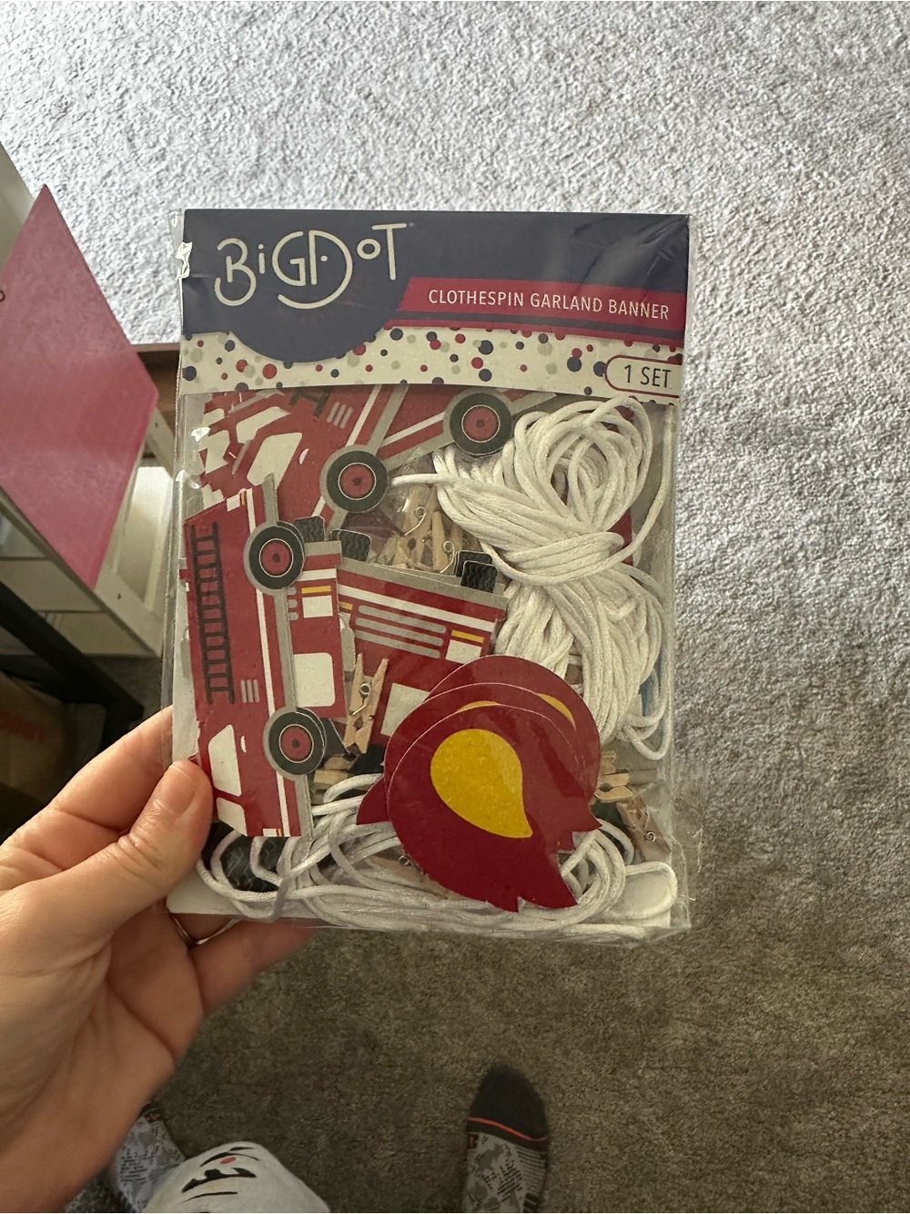 Big Dot Clothespin Garland Banner - Red & Yellow Firetruck Theme